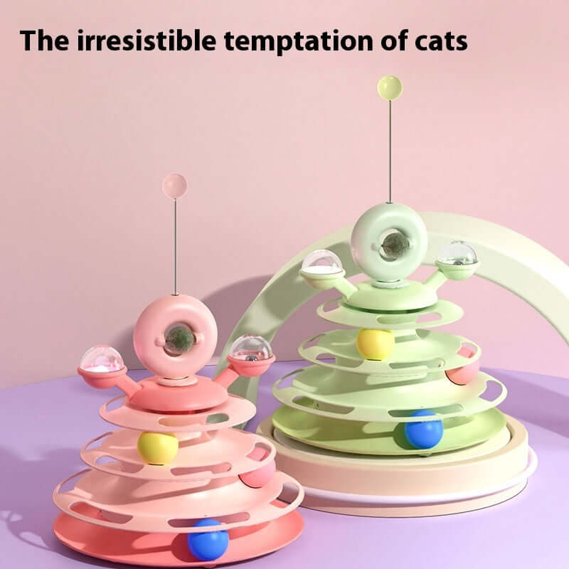 SpinStack 4-level interactive cat ball track tower - product view 2
