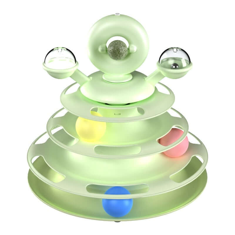 SpinStack 4-level interactive cat ball track tower - product view 3