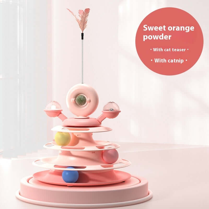 SpinStack 4-level interactive cat ball track tower - product view 7