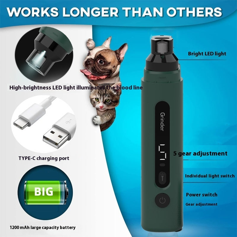 GrindEase Pro quiet electric pet nail grinder - safe low-vibration nail trimming for dogs and cats - Sablelinna's Pet Palace