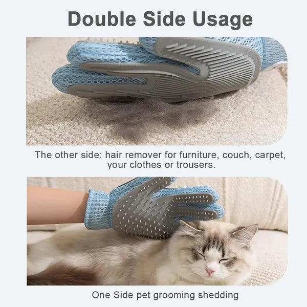 Pet grooming glove 2-in-1 deshedding and massage brush for dogs and cats - product view 3