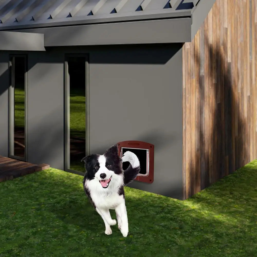 Pet Door 4 Way Locking Large Dog Cat Door Flap Install in Interior Exterior Door Weatherproof Pet Door for Wooden PVC Metal Door