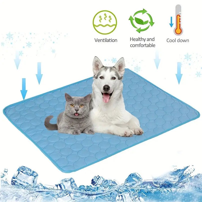 Summer Pet Cooling Kit - includes self-cooling ice silk mat for dogs and cats - no electricity needed