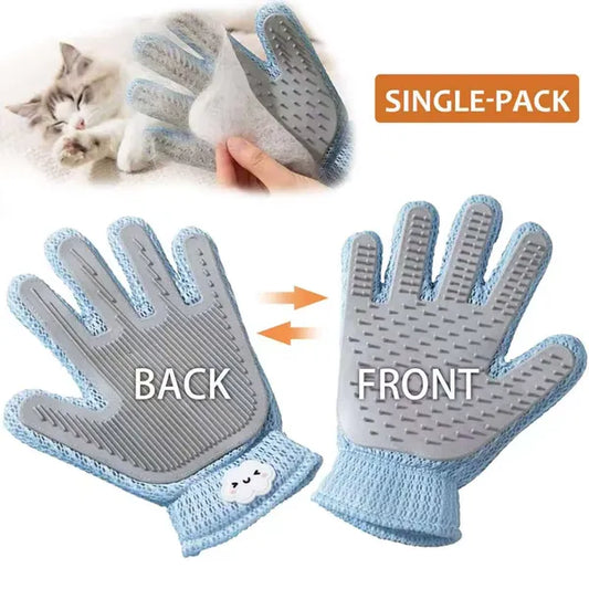 2-in-1 pet grooming glove for deshedding and massage on dogs and cats