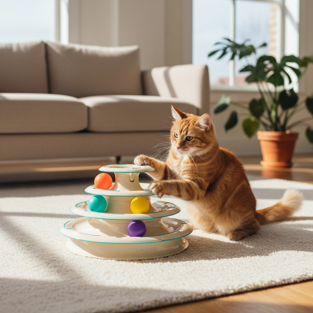 SpinStack 4-level interactive cat ball track tower - product view 11