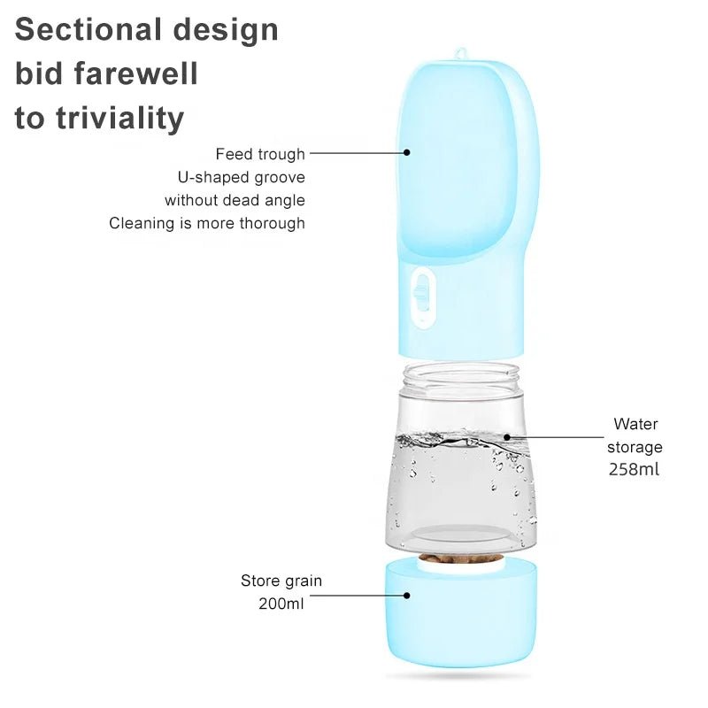 AquaPack 3-in-1 dog water bottle with drinking cup and food compartment - product view 6