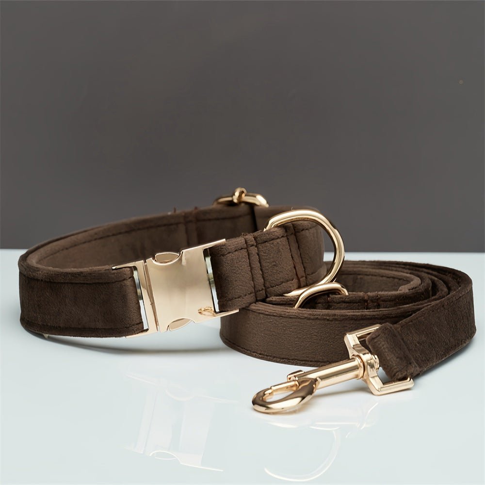 VelvetWalk velvet dog collar and leash set with bow - product view 10