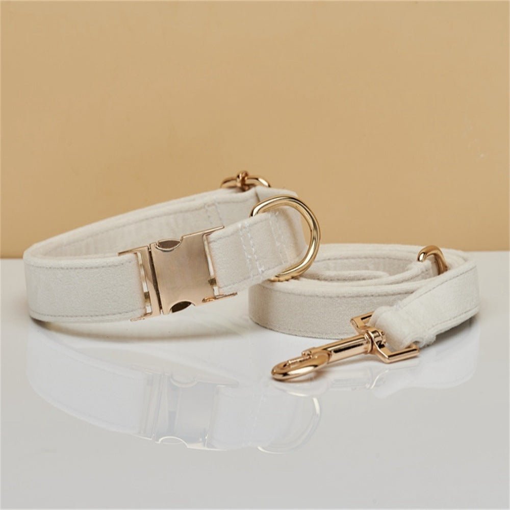 Multiple Colour Velvet Personalise Dog Collar Leash Set With Bow - Sablelinna's Pet Palace