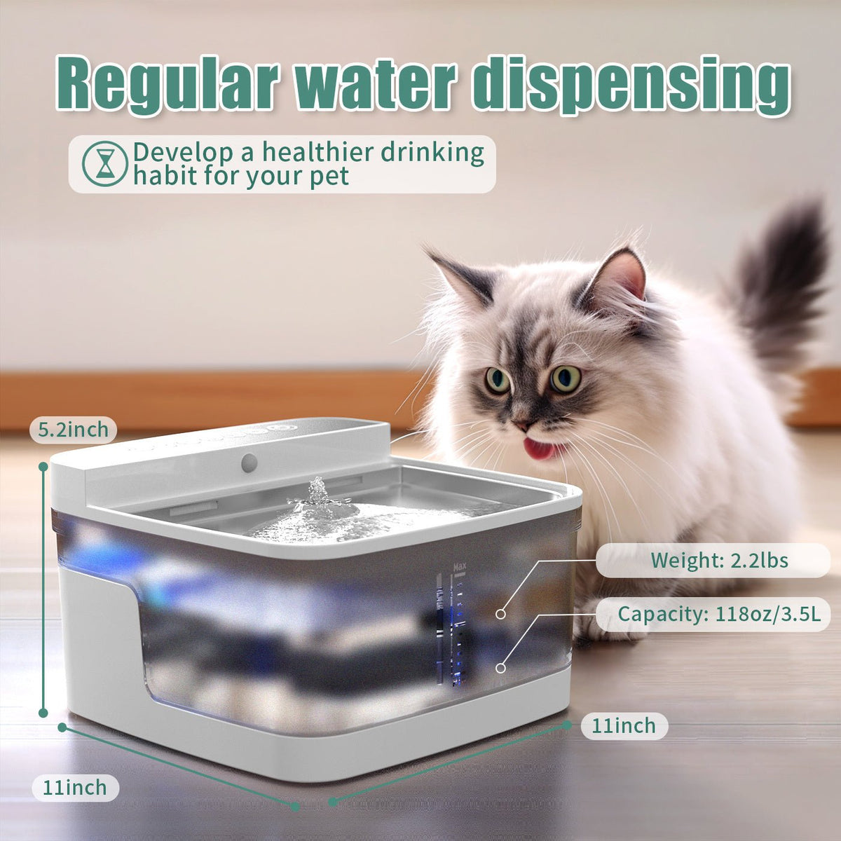 AquaStream automatic wireless pet water fountain with UV filtration - product view 7