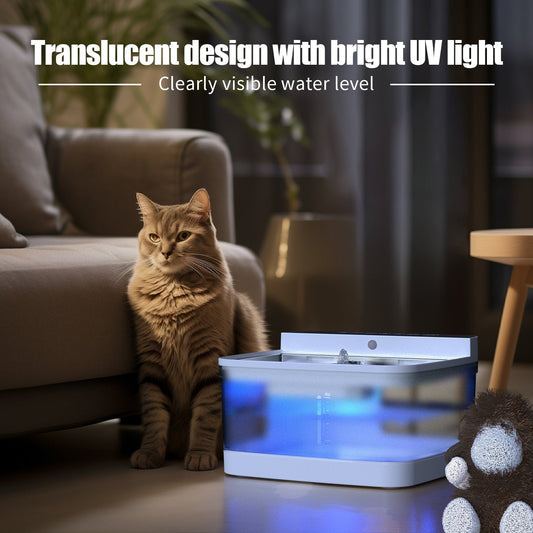 Automatic pet water dispenser with gravity-fed reservoir - large capacity drinking fountain for dogs and cats by Sablelinna Pet Palace